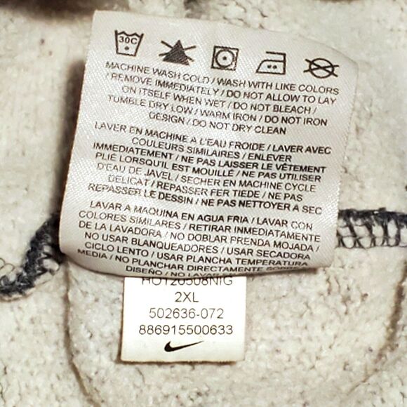 VTG Y2K Nike Hoodie Sweatshirt 2X Gray Stitched Big Logo Pull Over Spell Out EUC - Picture 7 of 10